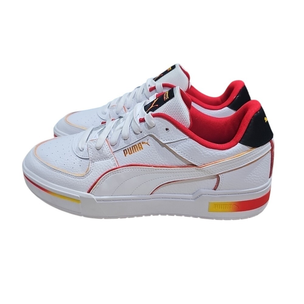 Puma Caven‎ 2.0 Mens Sneakers White Red Orange Gradient Low Top Shoes 12